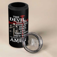 Christian Gifts for Men 4 in 1 Can Cooler Tumbler Jesus Is My Savior Catholic Cross US Flag Prayer Patriotic - Wonder Print Shop