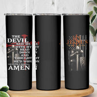 Christian Gifts for Men Skinny Tumbler Jesus Is My Savior Catholic Cross US Flag Prayer Patriotic - Wonder Print Shop