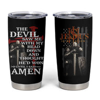 Christian Gifts for Men Tumbler Cup Jesus Is My Savior Catholic Cross US Flag Prayer Patriotic - Wonder Print Shop