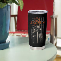 Christian Gifts for Men Tumbler Cup Jesus Is My Savior Catholic Cross US Flag Prayer Patriotic - Wonder Print Shop