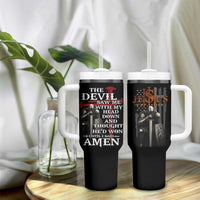 Christian Gifts for Men Tumbler With Handle Jesus Is My Savior Catholic Cross US Flag Prayer Patriotic - Wonder Print Shop