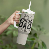 Best Bonus Dad Ever Tumbler With Handle Stepdad Fathers Day Gifts From Stepdaughter Stepson - Wonder Print Shop
