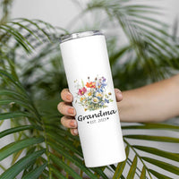 Promoted to Grandma Skinny Tumbler Granny Est.2025 Pregnancy Announcement Gifts for New Grandparents - Wonder Print Shop