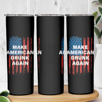 Funny Beer Alcohol Drunk Skinny Tumbler Make America Drunk Again American Flag USA 4th July - Wonder Print Shop