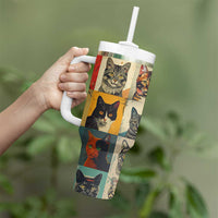 Cat Lover Gifts Tumbler With Handle Retro Cat Collage Poster