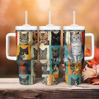 Cat Lover Gifts Tumbler With Handle Retro Cat Collage Poster