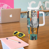 Cat Lover Gifts Tumbler With Handle Retro Cat Collage Poster