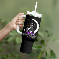 Halloween Gothic Witch Tumbler With Handle Feeling Witchy Vibes Black Cat - Wonder Print Shop