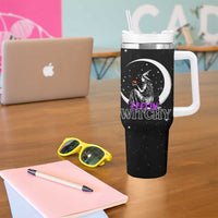 Halloween Gothic Witch Tumbler With Handle Feeling Witchy Vibes Black Cat - Wonder Print Shop