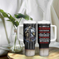Proud Veteran Tumbler With Handle DD-214 Armed Forces Military Alumni American Flag