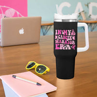 Breast Cancer Survivor Tumbler With Handle Pink Ribbon In My Cancer Warrior Era Groovy - Wonder Print Shop
