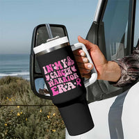 Breast Cancer Survivor Tumbler With Handle Pink Ribbon In My Cancer Warrior Era Groovy - Wonder Print Shop