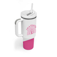 Breast Cancer Awareness Tumbler With Handle Pink Ribbon My God is Stronger Than Cancer Christian Gift - Wonder Print Shop