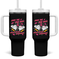 Breast Cancer Halloween Tumbler With Handle Pink Ribbon Save The Boobees Boo Bees - Wonder Print Shop