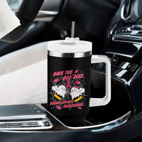 Breast Cancer Halloween Tumbler With Handle Pink Ribbon Save The Boobees Boo Bees - Wonder Print Shop