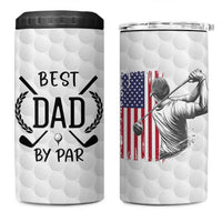 Dad Golf 4 in 1 Can Cooler Tumbler Best Dad By Par Golfing Golfer American Flag Fathers Day