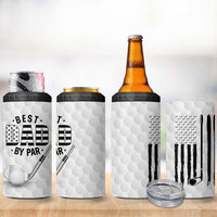 Dad Golf 4 in 1 Can Cooler Tumbler Best Dad By Par Golf Ball Texture American Flag