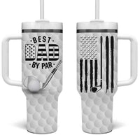 Dad Golf Tumbler With Handle Best Dad By Par Golf Ball Texture American Flag