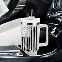 Dad Golf Tumbler With Handle Best Dad By Par Golf Ball Texture American Flag