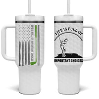 Funny Golfer Tumbler With Handle Life Is Full Of Important Choices American Flag - Wonder Print Shop