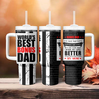 Fathers Day Gift For Bonus Dad Tumbler With Handle Birthday Gifts For Step Dad From Daughter Son Kids US Flag