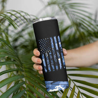 Christmas Gifts for Dad Skinny Tumbler Husband Daddy Protector Hero Fathers Day Camo American Flag - Wonder Print Shop