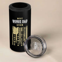 Best Bonus Dad Ever 4 in 1 Can Cooler Tumbler Funny Step Dad American Flag Fathers Day