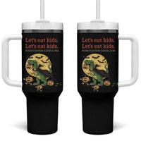 Funny Grammar Teacher Tumbler With Handle Let's Eat Kids Punctuation Saves Lives Halloween Dinosaur Dracula - Wonder Print Shop