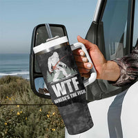 WTF Wheres The Fish Tumbler With Handle Funny Bigfoot Fishing Gifts Fathers Day