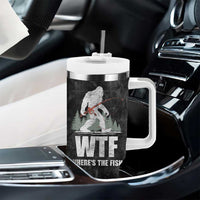 WTF Wheres The Fish Tumbler With Handle Funny Bigfoot Fishing Gifts Fathers Day