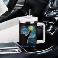 Van Gogh Cat Tumbler With Handle I Do What I Want Funny Cat Lover Starry Night