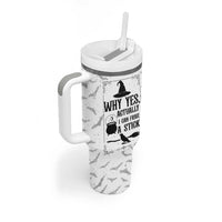 Witch Halloween Iced Coffee Tumbler With Handle Why Yes Actually I Can Drive A Stick Witch's Broom Witchy Vibes Witchcraft - Wonder Print Shop