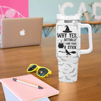 Witch Halloween Iced Coffee Tumbler With Handle Why Yes Actually I Can Drive A Stick Witch's Broom Witchy Vibes Witchcraft - Wonder Print Shop
