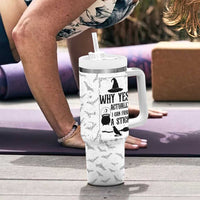 Witch Halloween Iced Coffee Tumbler With Handle Why Yes Actually I Can Drive A Stick Witch's Broom Witchy Vibes Witchcraft - Wonder Print Shop