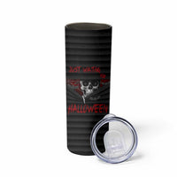 Scary Halloween Skeleton Skinny Tumbler Just Waiting for Halloween Spooky Spider Web Horror Spooky Decoration - Wonder Print Shop