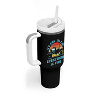 Funny Cat Tumbler With Handle It's Fine I'm Fine Everything Is Fine Meme Office Gag Gifts