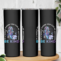 Suicide Prevention Awareness Skinny Tumbler Teal Purple Elephant In A World Where You Can Be Anything Be Kind Therapist Psychologist - Wonder Print Shop