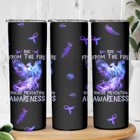 Suicide Prevention Awareness Skinny Tumbler Teal Purple Ribbon Phoenix Rise From The Fire - Wonder Print Shop