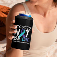 Suicide Prevention Awareness 4 in 1 Can Cooler Tumbler Teal Purple Ribbon It's Ok To Not Be Ok - Wonder Print Shop