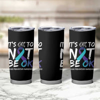 Suicide Prevention Awareness Tumbler Cup Teal Purple Ribbon It's Ok To Not Be Ok - Wonder Print Shop