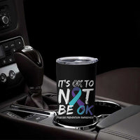 Suicide Prevention Awareness Tumbler Cup Teal Purple Ribbon It's Ok To Not Be Ok - Wonder Print Shop