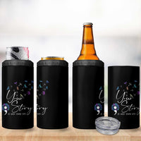 Suicide Prevention Awareness 4 in 1 Can Cooler Tumbler Teal Purple Dragonfly Your Story Is Not Over - Wonder Print Shop