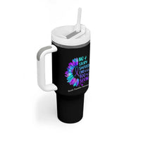 Suicide Prevention Awareness Tumbler With Handle Teal Purple Sunflower No Story Should End Too Soon - Wonder Print Shop