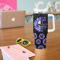 Suicide Prevention Awareness Tumbler With Handle Teal Purple Sunflower Skull Into The Darkness I Go To Lose My Mind And Find My Soul - Wonder Print Shop