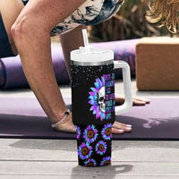 Suicide Prevention Awareness Tumbler With Handle Teal Purple Sunflower Skull Into The Darkness I Go To Lose My Mind And Find My Soul - Wonder Print Shop