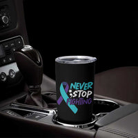 Suicide Prevention Awareness Tumbler Cup Teal Purple Ribbon Semicolon Never Stop Fighting Support Therapist Psychologist - Wonder Print Shop