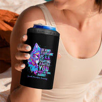 Suicide Prevention Awareness 4 in 1 Can Cooler Tumbler Teal Purple Ribbon Wolf Be Kind Everyone Is Fighting A Battle You Know Nothing About - Wonder Print Shop