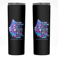 Suicide Prevention Awareness Skinny Tumbler Teal Purple Ribbon Wolf Be Kind Everyone Is Fighting A Battle You Know Nothing About - Wonder Print Shop