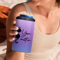 Suicide Prevention Awareness 4 in 1 Can Cooler Tumbler Teal Purple Semicolon Cat Your Matter Therapist Psychologist - Wonder Print Shop