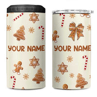 Personalized Christmas 4 in 1 Can Cooler Tumbler Custom Name Coquette Bow Tree Gingerbread Xmas Gifts For Her - Wonder Print Shop